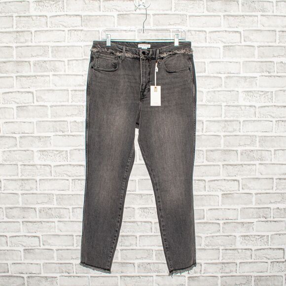 GOOD AMERICAN Good Curve Skinny Crop Denim Jeans Raw Size 14/32 - Picture 1 of 10